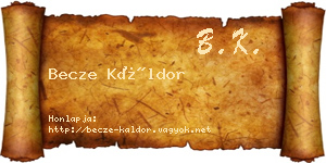 Becze Káldor névjegykártya